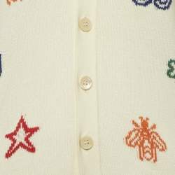 مملو�كة مسبقًا Gucci Cream Intarsia Cotton Knit Cardigan XL
