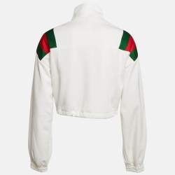 Pre Owned Gucci White Web Trim Jersey Track Jacket S