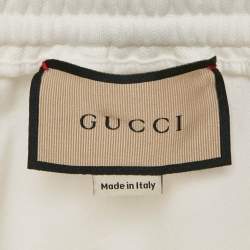 Pre Owned Gucci White Web Trim Jersey Buttoned Slit Detail Track Pants XS