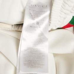 Pre Owned Gucci White Web Trim Jersey Buttoned Slit Detail Track Pants XS