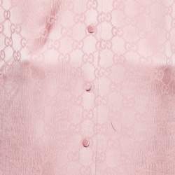 Gucci Pink GG Crinkled Silk Button Front Shirt M