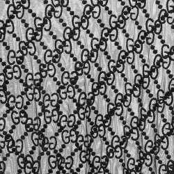 Pre Owned Gucci Black GG Embroidered Tulle Long Sleeve Sheer Top S