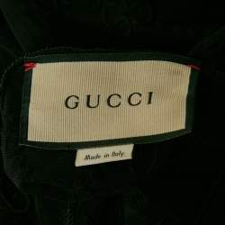 Pre Owned Gucci Black GG Embroidered Tulle Long Sleeve Sheer Top S