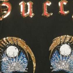 Pre Owned Gucci x Chikae Ide Black Jersey Sequin Detail T-Shirt M