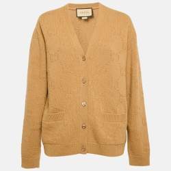 Gucci Brown GG Supreme Jacquard Knit Long Sleeve Cardigan M