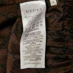 Gucci Brown GG Monogram Print Silk Contrast Tape Trimmed Mini Dress S