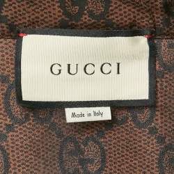 Gucci Brown GG Monogram Print Silk Contrast Tape Trimmed Mini Dress S