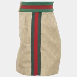 Pre Owned Gucci x Adidas Beige Logo Jacquard Web Waistband Short S
