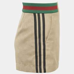 Pre Owned Gucci x Adidas Beige Logo Jacquard Web Waistband Short S