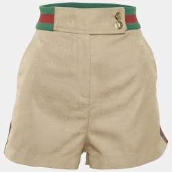 Gucci x Adidas Beige Logo Jacquard Web Waistband Short S
