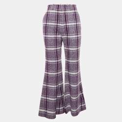 Gucci Purple Check Wool Tweed Flared Trousers S