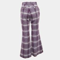 Gucci Purple Check Wool Tweed Flared Trousers S