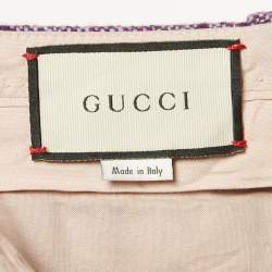 Gucci Purple Check Wool Tweed Flared Trousers S