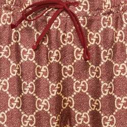 Gucci Burgundy GG Print Silk Side Tape Trimmed Joggers S
