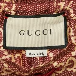 Gucci Burgundy GG Print Silk Side Tape Trimmed Joggers S