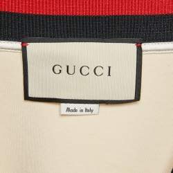 Gucci Cream Jersey Grosgrain-Trim Mini Dress M
