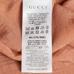 Gucci Coral Rose Pink Monogram Jacquard Silk Button Front Shirt L