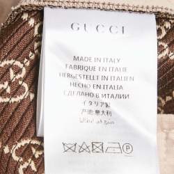 Pre Owned Gucci Beige GG Monogram Cotton Blend Canvas Culottes Pants L