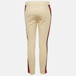 Pre Owned Gucci Beige Cotton Blend Band Detail Trousers S