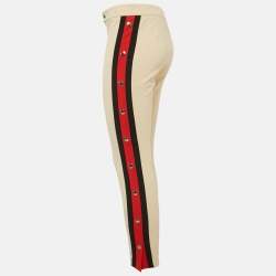 Pre Owned Gucci Beige Cotton Blend Band Detail Trousers S