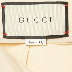 Pre Owned Gucci Beige Cotton Blend Band Detail Trousers S