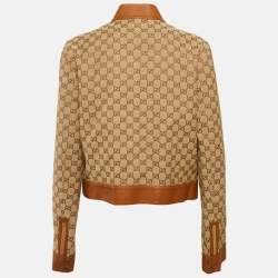 Gucci Brown GG Brown Cotton Canvas Zip-Up Jacket L