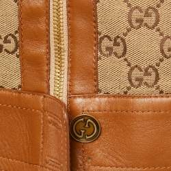 Gucci Brown GG Brown Cotton Canvas Zip-Up Jacket L