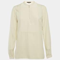 Gucci Cream Crepe Long Sleeve Blouse S
