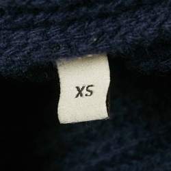 Gucci Navy Blue Embroidered Wool Pearl Detail Button Front Cardigan XS