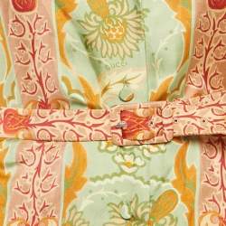 Gucci Green/Orange Floral Print Silk Shirt and Pants Set L