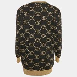 Gucci Black GG Lamé Wool Knit Crew Neck Sweater M