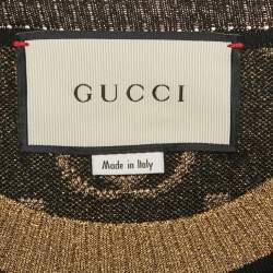 Gucci Black GG Lamé Wool Knit Crew Neck Sweater M