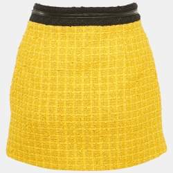 Gucci Yellow Tweed Horsebit Detail Mini Skirt S