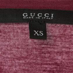 Gucci Burgundy Jersey Beaded Neck Top XS