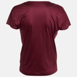 Gucci Burgundy Jersey Beaded Neck Top XS
