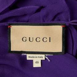 Gucci Purple Chiffon Gathered Maxi Dress L