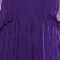 Gucci Purple Chiffon Gathered Maxi Dress L