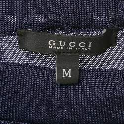 Gucci Navy Blue Jersey Tie-Up Neck Detail Top M