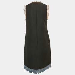Pre Owned Gucci Black Silk & Cotton Embellished Sleeveless Mini Dress M