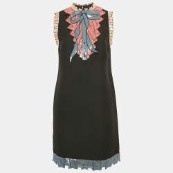 Gucci Black Silk & Cotton Embellished Sleeveless Mini Dress M