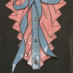 Pre Owned Gucci Black Silk & Cotton Embellished Sleeveless Mini Dress M