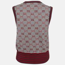 Gucci Navy Blue GG Striped Knit Sleeveless Jumper L