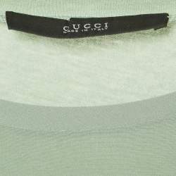 Gucci Green Print Silk and Cotton Half Sleeve Top L