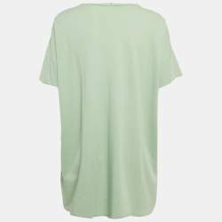Gucci Green Print Silk and Cotton Half Sleeve Top L