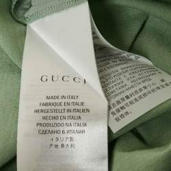 Gucci Green Print Silk and Cotton Half Sleeve Top L