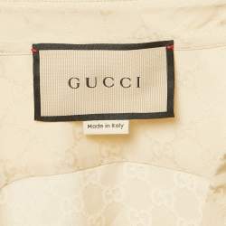 Gucci Beige GG Silk Crepe Button Front Shirt XS