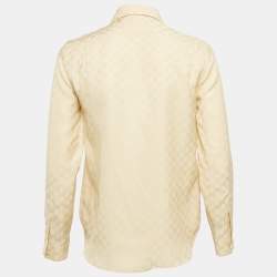 Gucci Beige GG Silk Crepe Button Front Shirt XS