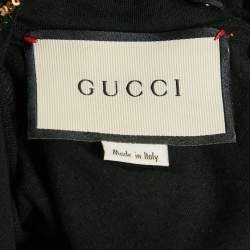 Pre Owned Gucci Black Cotton Knit Detachable Embellished Coollar Detail T-Shirt L