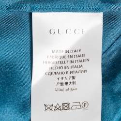 Pre Owned Gucci Blue Floral Print Silk Maxi Skirt S