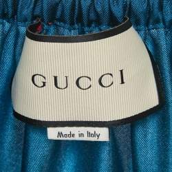 Pre Owned Gucci Blue Floral Print Silk Maxi Skirt S